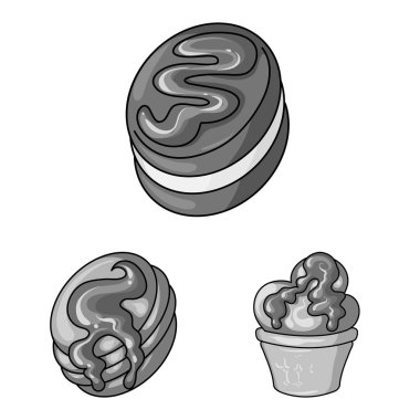 Tatlı ve karamel sembolüizole nesne. Stok için tatlı ve mutfak vektör simgesi koleksiyonu.