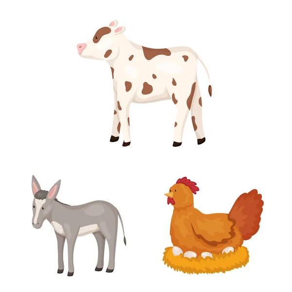 Diseño vectorial del logotipo de la granja y los alimentos. Colección de ilustración de vectores de ganado agrícola y rural . — Archivo Imágenes Vectoriales
