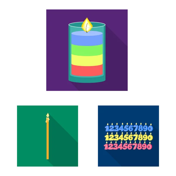 Vektor-Design von Kerzenlicht und Dekorationsschild. Set aus Kerzenlicht und Flammenstock-Vektor-Illustration. — Stockvektor