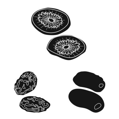 Vitamin ve doğa işareti vektör tasarımı. Vitamin ve hisse senedi için kurutulmuş vektör simge kümesi.