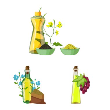 Şişe ve cam sembolüizole nesne. Stok için şişe ve tarım vektör simgesinin toplanması.