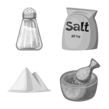 Tuz ve gıda sembolü yalıtılmış nesne. Tuz ve mineral hisse senedi simgesi için web topluluğu.