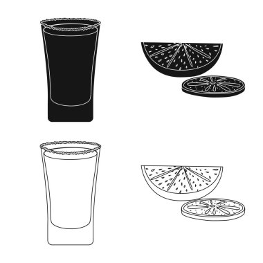 Kafe ve Latin simge vektör tasarımı. Kafe ve hisse senedi için ulusal vektör simge kümesi.