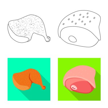 Ürün ve kümes hayvanları simge vektör tasarımı. Hisse senedi için ürün ve tarım vektör simge kümesi.