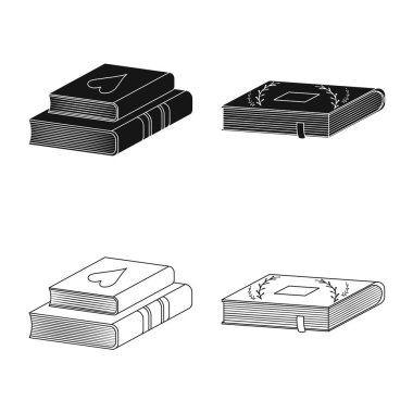 Eğitim ve kapak simge vektör tasarımı. Eğitim ve hisse senedi için kitapçı vektör simge kümesi.