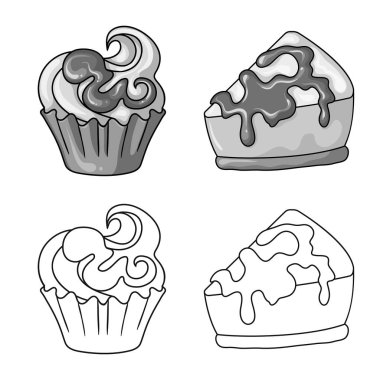 Şekerlemeler ve mutfak simge vektör tasarımı. Şekerlemeler ve ürün stok vektör çizim.