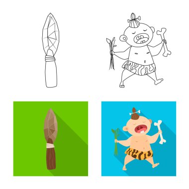 Evrim ve tarih öncesi logo vektör tasarımı. Web için evrim ve geliştirme hisse senedi simgesi kümesi.