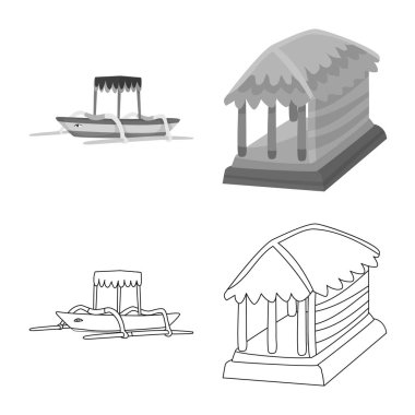 Vektör Illustration ve seyahat logosu. Stok ve geleneksel vektör simgesi koleksiyonu.
