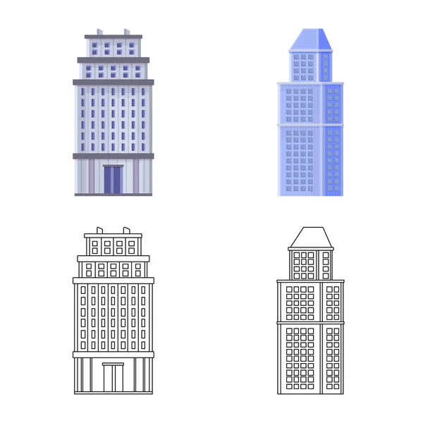 Vektor-Illustration des kommunalen und Zentrum-Symbols. Satz kommunaler und Immobilienaktienzeichen für das Web. — Stockvektor