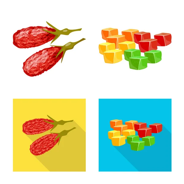 Diseño vectorial de alimentos y signos crudos. Conjunto de alimentos y naturaleza vector icono para stock . — Vector de stock