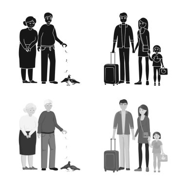 Vektör Illustration karakter ve avatar işareti. Web için karakter ve portre hisse senedi simgesi kümesi.