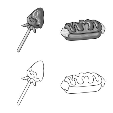 Şekerleme ve mutfak işareti yalıtılmış nesne. Şekerlemeler ve web için ürün hisse senedi simgesi.