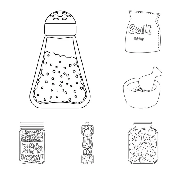 Objeto aislado de sodio y símbolo mineral. Set de icono de vectores de sodio y cocina para stock . — Vector de stock