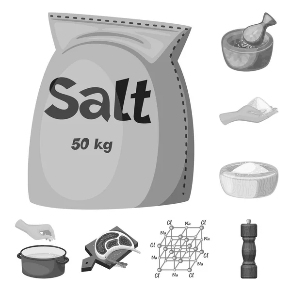 Objeto aislado de sal e icono de la comida. Conjunto de ilustración vectorial de sal y mineral . — Archivo Imágenes Vectoriales