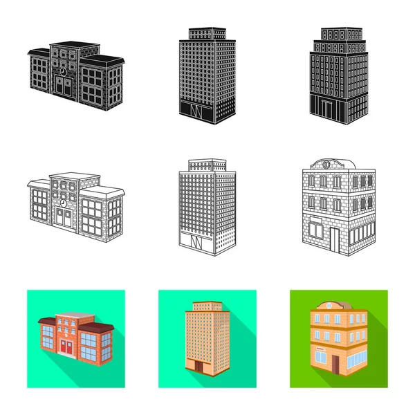 建筑和建筑标志的矢量设计。建筑和房地产股票向量例证的汇集. — 图库矢量图片