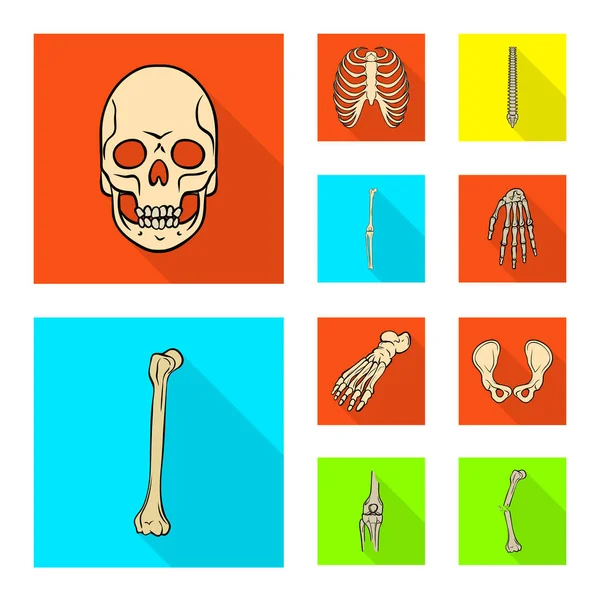 Ізольований об'єкт логотипу кістки та скелета. Колекція кісток і людського запасу Векторні ілюстрації . — стоковий вектор