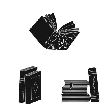 İllüstrasyon ve bilgi logosu vektör tasarımı. Stok için illüstrasyon ve kitapçı vektör simgesi kümesi.