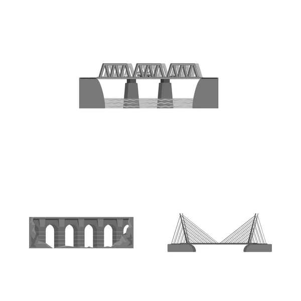 Изолированный объект дизайна и строительного символа. Набор дизайна и символ мостового штока для веб . — стоковый вектор