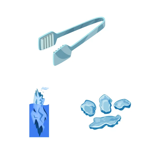 Ilustración vectorial de escarcha y logotipo de agua. Conjunto de escarcha y material húmedo símbolo para web . — Vector de stock