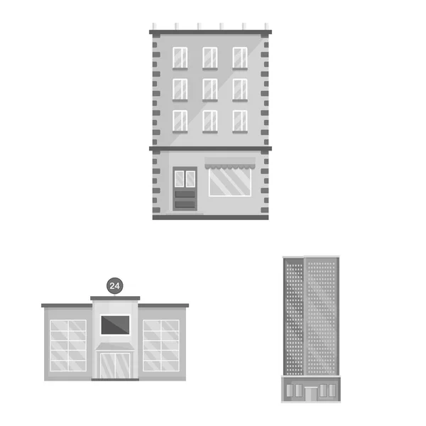Ilustração vetorial de construção e ícone da cidade. Coleção de construção e centro de símbolo de estoque para web . — Vetor de Stock