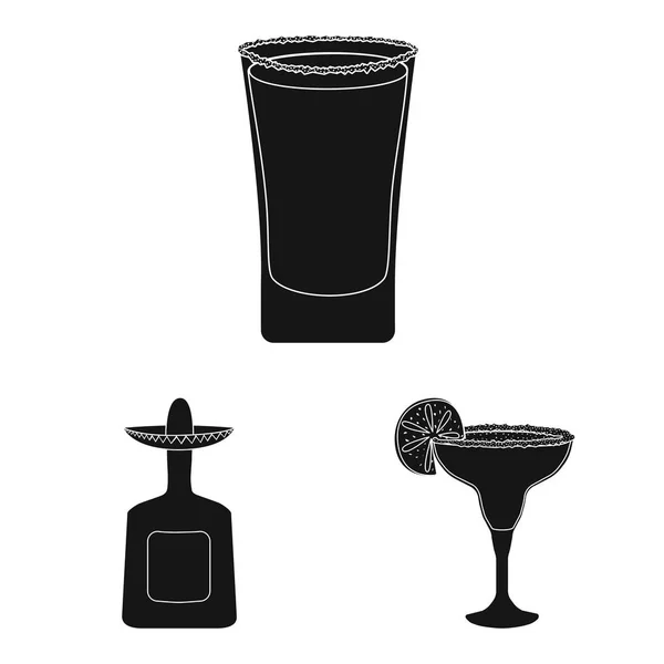 Illustrazione vettoriale del carnevale e icona nazionale. Collezione di carnevale e tequila stock symbol per il web . — Vettoriale Stock