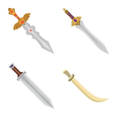 Kılıç ve hançer işareti vektör illüstrasyon. Stok için kılıç ve silah vektör simgesi koleksiyonu.