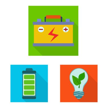 Güneş ve panel logo vektör tasarımı. Güneş ve yeşil vektör simgesini hissenin koleksiyonu.