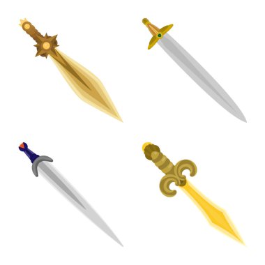 Kılıç ve hançer logo vektör tasarımı. Kılıç ve silah hisse senedi simgesi için web topluluğu.