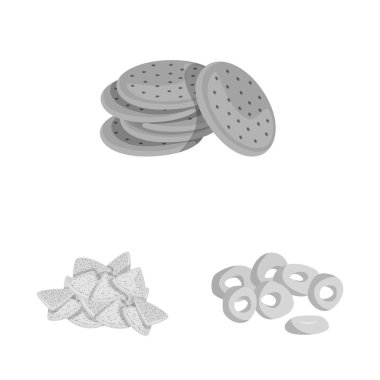 Ürün ve menü logosunun vektör çizimi. Stok için ürün ve çubuk vektör simgesi kümesi.