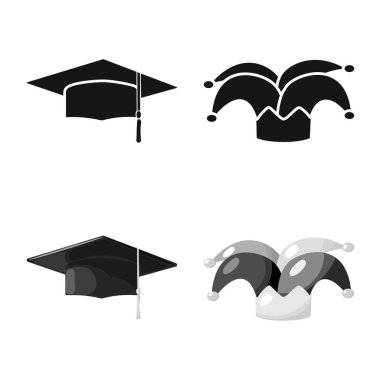 Giyim ve kap simge vektör tasarımı. Giyim ve bere hisse senedi vektör çizim koleksiyonu.