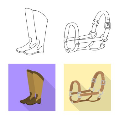 Ekipman ve binicilik simge vektör Illustration. Web için ekipman ve rekabet hisse senedi simgesi kümesi.