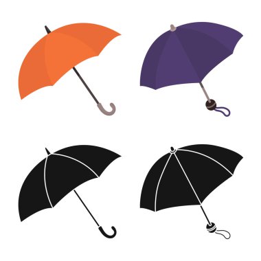 Koruma ve kapalı işareti vektör tasarımı. Koruma ve hisse senedi için yağmurlu vektör ikon koleksiyonu.