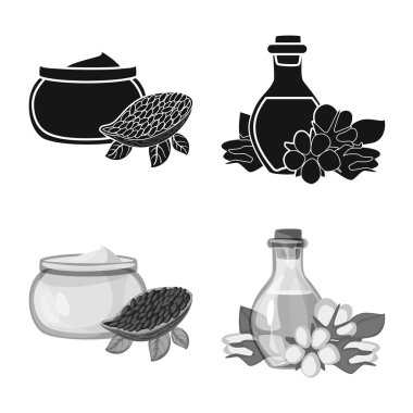 Sağlıklı ve sebze logosu yalıtılmış nesne. Tarım hisse senedi vektör çizim ve sağlıklı kümesi.