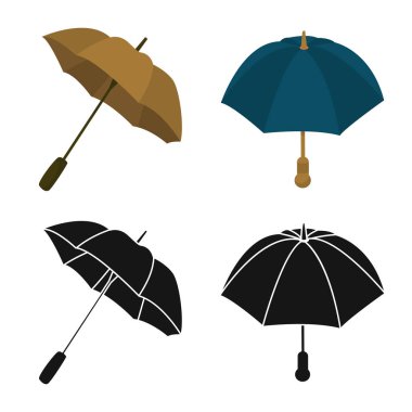 Koruma ve kapalı logo yalıtılmış nesne. Koruma ve yağmurlu hisse senedi vektör çizim.