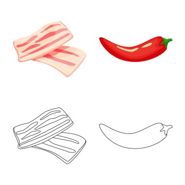 Tat ve ürün logosu yalıtılmış nesne. Tat ve hisse senedi vektör çizim pişirme koleksiyonu.