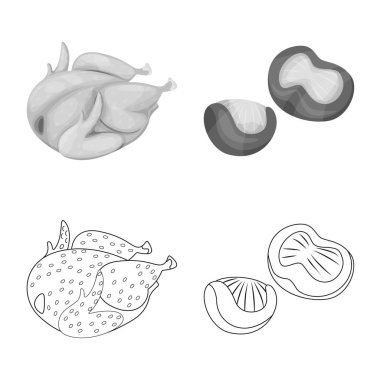 Ürün ve kümes hayvanları simge vektör Illustration. Ürün ve tarım hisse senedi vektör çizim topluluğu.