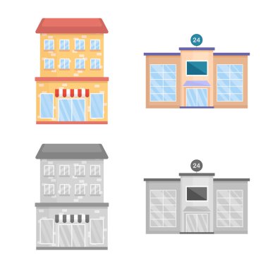 Belediye vektör çizim ve Merkez kutsal kişilerin resmi. Belediye kümesi ve hisse senedi için emlak vektör simgesi.