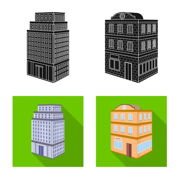 Objeto aislado de construcción y logotipo del edificio. Colección de construcción y vector inmobiliario icono para stock . — Archivo Imágenes Vectoriales