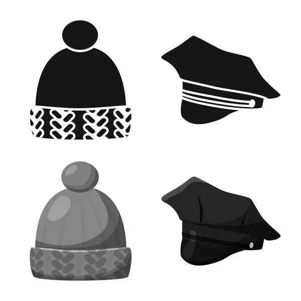 Vektoros illusztráció ruházat és kap szimbólum. Gyűjteménye ruhák és beret vektor stock illusztráció. — Stock Vector