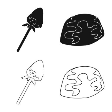 Şekerlemeler ve mutfak logo vektör tasarımı. Şekerleme ve ürün hisse senedi simgesi için web topluluğu.