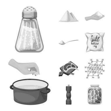 Tuz ve gıda sembolü yalıtılmış nesne. Tuz ve mineral hisse senedi simgesi için web topluluğu.