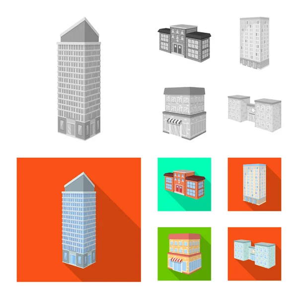 Vektorillustration der Konstruktion und des Bausymbols. Set von Bau- und Immobilienaktienvektorillustration. — Stockvektor