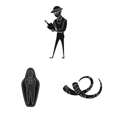 Müze vektör tasarımı ve özellikleri işareti. Stok için müze ve tarihi vektör simgesi koleksiyonu.