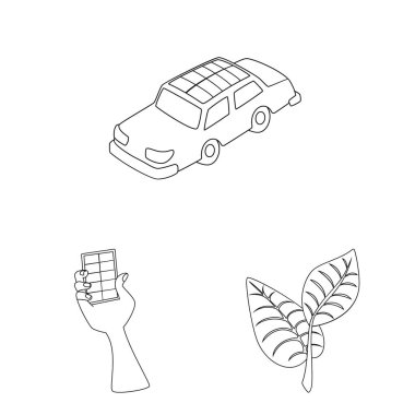 Yenilik ve teknoloji sembol yalıtılmış nesne. Dizi yenilik ve doğa hisse senedi vektör çizim.