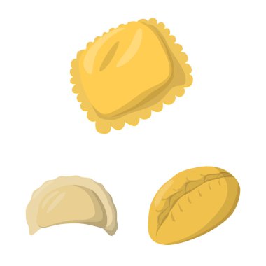 Köfte ve gıda logo vektör tasarımı. Köfte ve web için doldurulmuş hisse senedi simgesi.