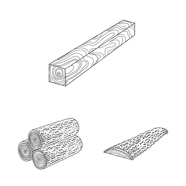 วัตถุแยกของป้ายและโลโก้ไม้ คอลเลกชันของป้ายและสัญลักษณ์หุ้นไม้สําหรับเว็บ . — ภาพเวกเตอร์สต็อก