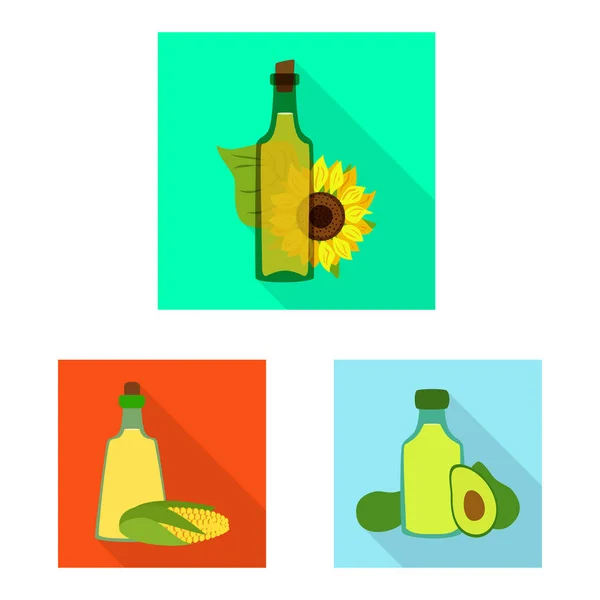 Izolovaný předmět loga v láhvi a skleněné logo. Sada symbolů pro láhev a zemědělskou zásobu pro web. — Stockový vektor