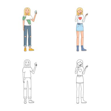 Duruş ve ruh hali işareti vektör Illustration. Duruş ve web için kadın hisse senedi simgesi.