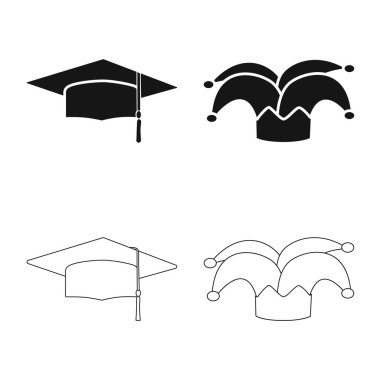 Giyim ve kap simge vektör Illustration. Giyim ve hisse senedi için bere vektör simge kümesi.