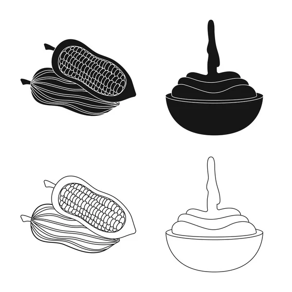 Illustration vectorielle de la nourriture et icône délicieuse. Collecte de nourriture et illustration vectorielle du bouillon brun . — Image vectorielle